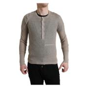 Luxe Beige Henley Kasjmier Trui Dolce & Gabbana , Beige , Heren