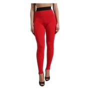 Elegante rode legging met hoge taille Dolce & Gabbana , Red , Dames