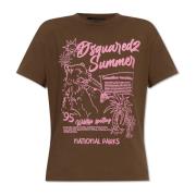 T-shirt met logo Dsquared2 , Brown , Dames