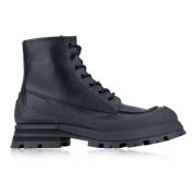 Heren Leren Veterschoenen Alexander McQueen , Black , Heren