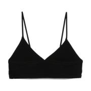 Zwarte Crop Top met Dunne Bandjes Norma Kamali , Black , Dames