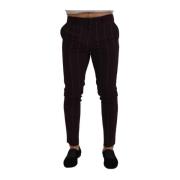 Elegante Bruine Wollen Broek Dolce & Gabbana , Brown , Heren