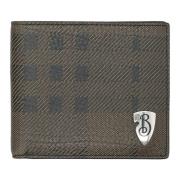 Leren B Shield Bifold Portemonnee Burberry , Gray , Heren