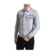 Elegante grijze denimjack Dolce & Gabbana , Gray , Heren