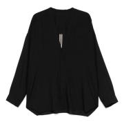 Zwart V-Hals Wollen Shirt Rick Owens , Black , Heren