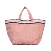 Debossed Logo Print Tote Tas Roze V73 , Pink , Dames