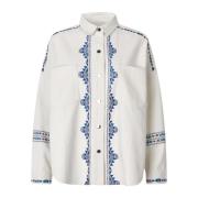 Geometrisch Geborduurd Bohemian Shirt Roomwit Lollys Laundry , White ,...