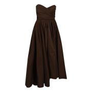 Bruine Taffeta Strapless Jurk met Plooien Pinko , Brown , Dames