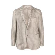 Houndstooth Blazer Tagliatore , Beige , Heren