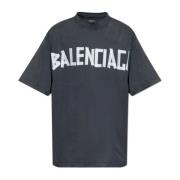 T-shirt met logo Balenciaga , Gray , Heren