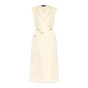 Satijnen jurk met taille riem Fabiana Filippi , Beige , Dames