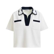 Paillet Versierde Gebreide Polo Shirt Essentiel Antwerp , White , Dame...