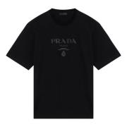 Korte mouw ronde hals T-shirt Prada , Black , Heren