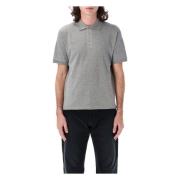 Grijs Melange Piqué Polo Shirt Saint Laurent , Gray , Heren