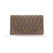 Dames Schoudertas Magneetknoop Leer Miu Miu , Brown , Dames