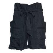 Zwarte Gekreukelde Koordshorts Isabel Marant , Black , Dames