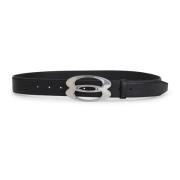 Zwarte Leren Riem Stijlvol Accessoire Balenciaga , Black , Heren