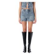 Blauwe Denim High-Waist Werkkleding Shorts Alexander Wang , Blue , Dam...