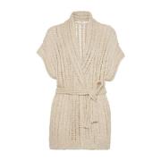 Beige Sweater met Front Tie Brunello Cucinelli , Beige , Dames