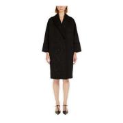 Zwarte dubbelrijige midi-jas Max Mara Studio , Black , Dames