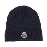 Wollen Logo Beanie Muts Moncler , Black , Unisex