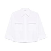 Witte Poplin Shirt met Verborgen Knopen Peserico , White , Dames