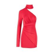 Rode One-Shoulder Mini Lycra Jurk Aniye By , Red , Dames