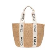 Grote Houten Mand Tas Chloé , White , Dames