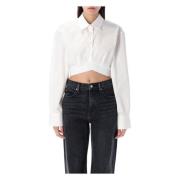 Witte Crop Shirt met Elastische Zoom Alexander Wang , White , Dames