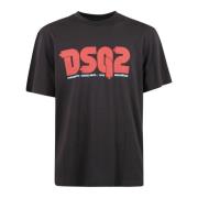 Casual Katoenen T-shirt voor Mannen Dsquared2 , Black , Heren