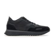 Jonah Runn Sneakers Zwart Mesh Leer Hugo Boss , Black , Heren