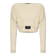 Korte trui met patch Balmain , Beige , Dames