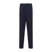 Blauwe Wol Linnen Zijden Broek Giorgio Armani , Blue , Heren