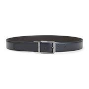 Zwart Omkeerbare Leren Riem Zilveren Gesp Ermenegildo Zegna , Black , ...