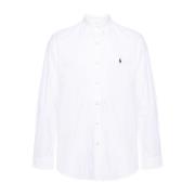 Wit Overhemd met Blauw Logo Polo Ralph Lauren , White , Heren