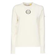 Witte Sweater met Geschoren Gebreid Moncler , White , Dames