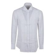 Wit Linnen Overhemd Elegante Stijl Brunello Cucinelli , White , Heren