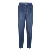 Blauwe Denim Broek Verhoog Garderobe Stijl Brunello Cucinelli , Blue ,...