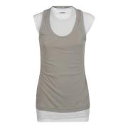 Geborduurde Katoenen Tanktop Jil Sander , Brown , Dames