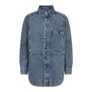 Denimblauwe Jas met Logodetail Copenhagen Muse , Blue , Dames