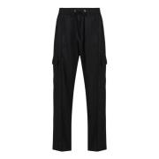 Zwarte cargo-fit broek in Tencel met borduursel Iceberg , Black , Here...