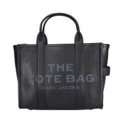 The Leather Medium Tote Tas Marc Jacobs , Black , Dames