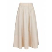 Yara Poplin Midi Rok Neo Noir , Beige , Dames