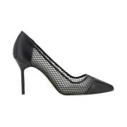 Elegante Leren Pumps met Meshdetails Manolo Blahnik , Black , Dames