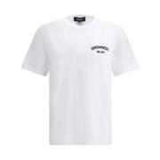 Monogram Katoenen T-shirt met Geribbelde Hals Dsquared2 , White , Here...