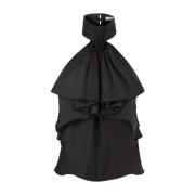 Zwart Satijnen Halternek Ruches Top Nina Ricci , Black , Dames