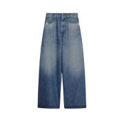 Oversized Denim Broek met Versleten Finish Sportmax , Blue , Dames