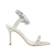 Rhinestone Stiletto Sandalen Manolo Blahnik , Gray , Dames