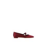 Zijden ballerina's met parels Manolo Blahnik , Red , Dames