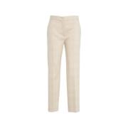 Beige Chino Glencheck Broek Kaos , Beige , Dames